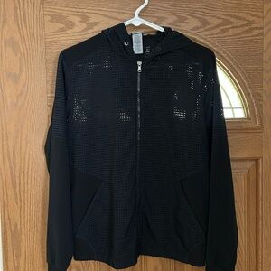 Black Mesh Zip-Up Hoodie
